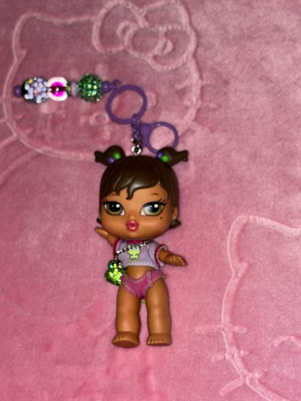 Purple and Green Doll Keychain - Cute Kids Toy Accessory - Picture 2 of 2
